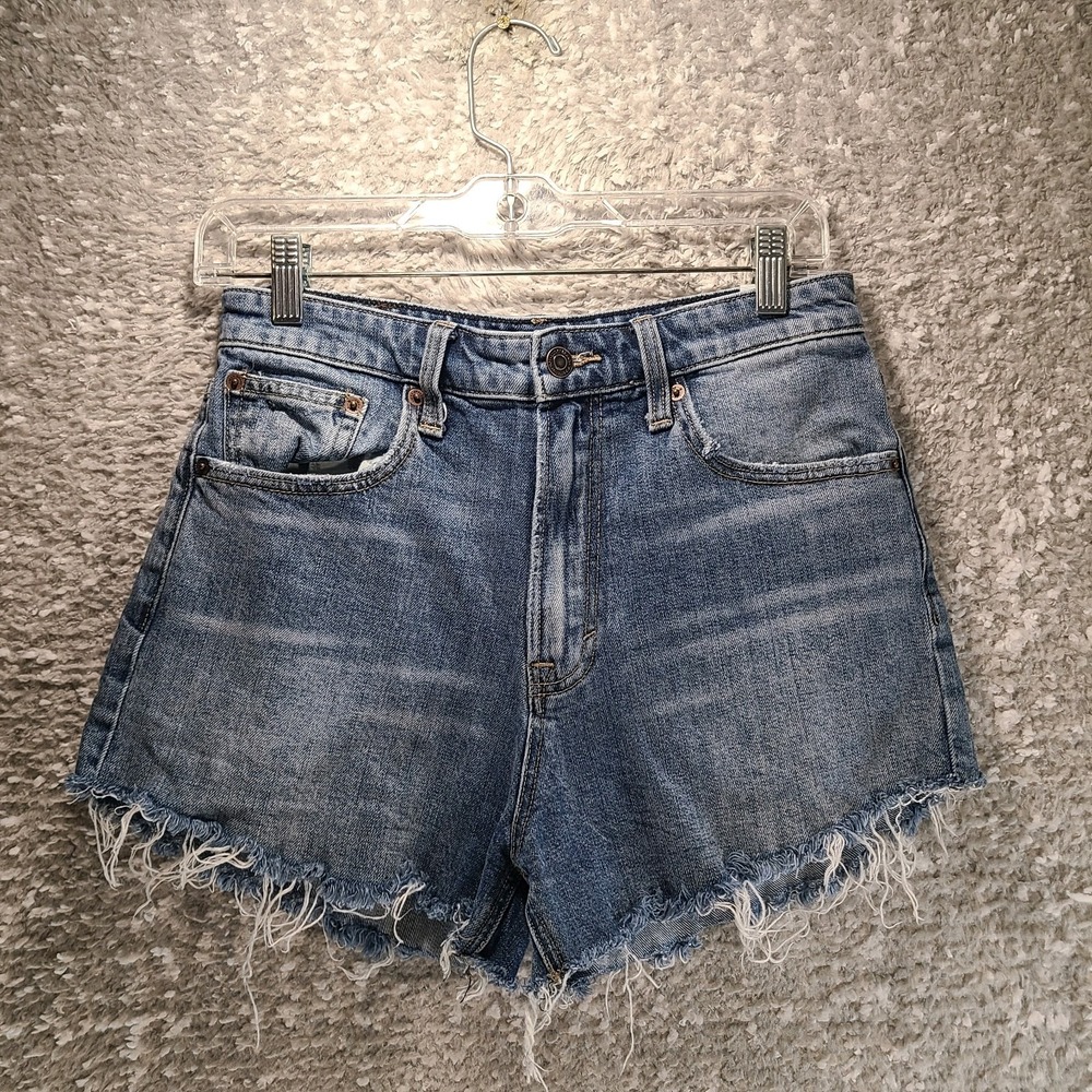 Lucky Brand Shorts Womens 4‎ 27 Blue Lucky Pins High Rise Cut Off Stretch Denim